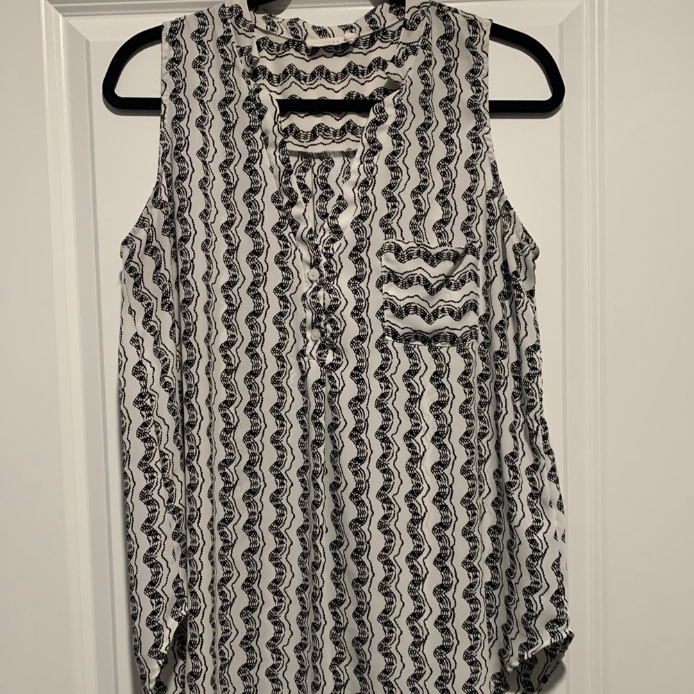 Black and white sleeveless top
